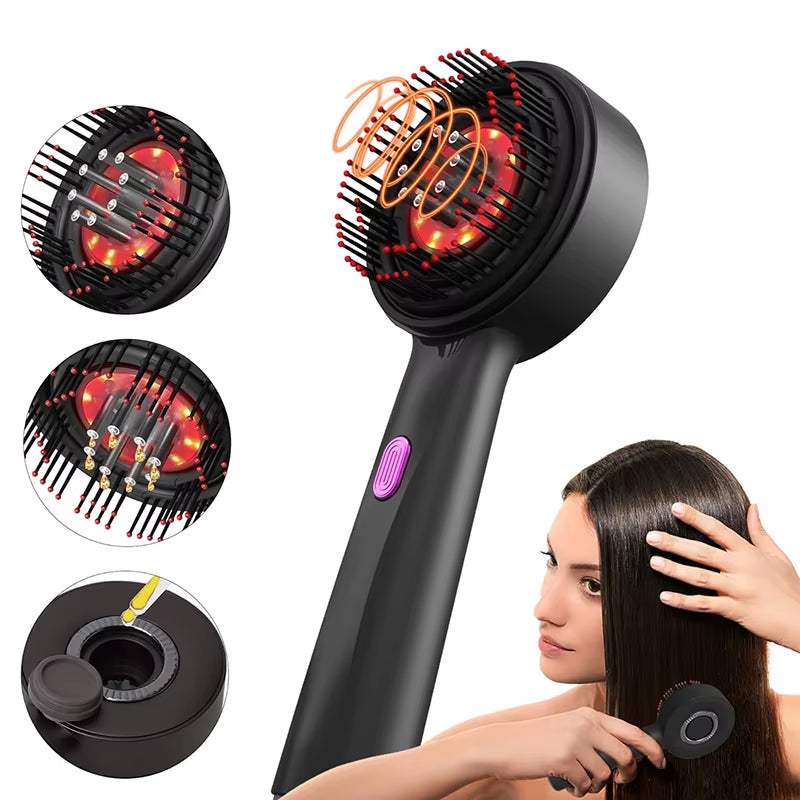 Three-Mode Electric Massage Comb with Red Light Therapy for Hair Follicle Stimulation and Essence Oil Application